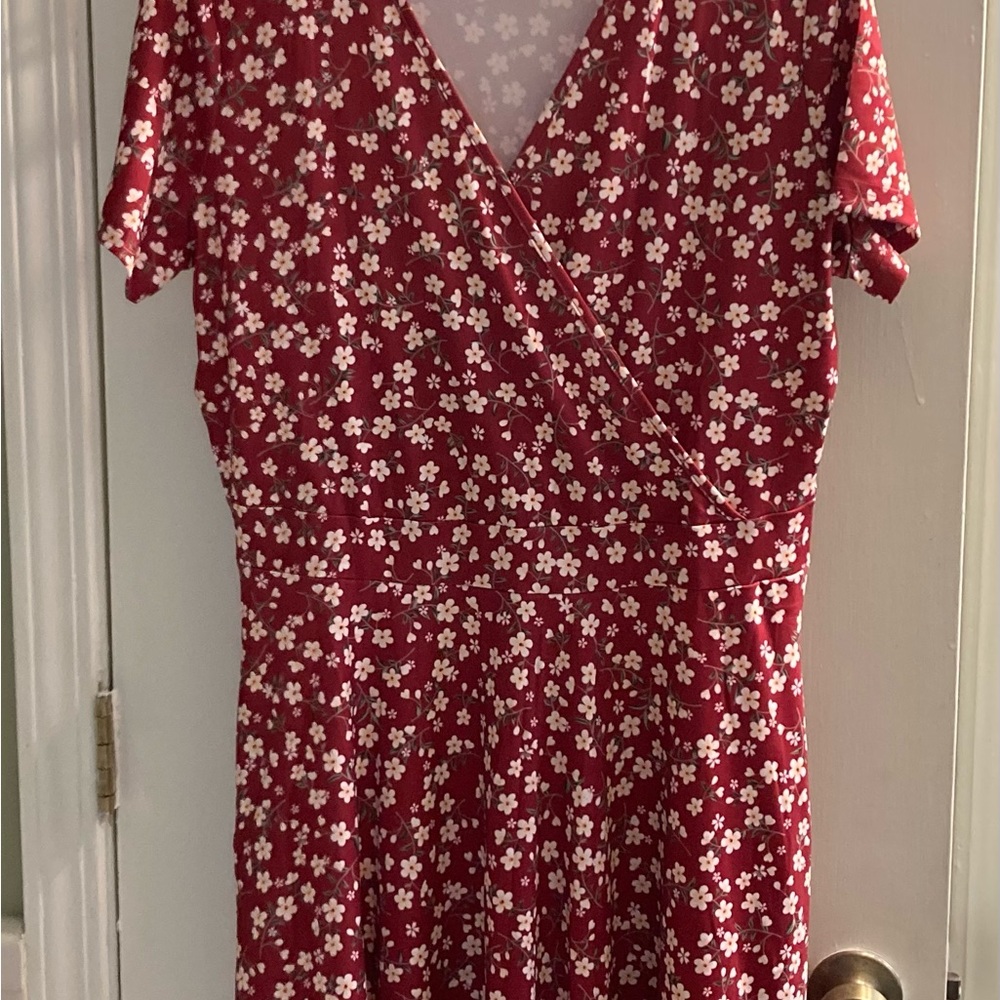 Floral Red Wrap Dress
